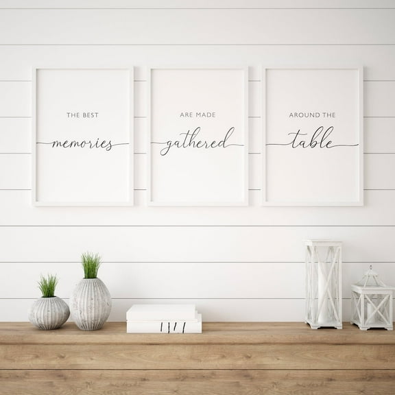 The Best Memories Are Made Gathered Around The Table Canvas Painting 3 Pieces Posters Prints Wall Art Pictures for Dining Room Kitchen Decor with Wooden Inner Frame