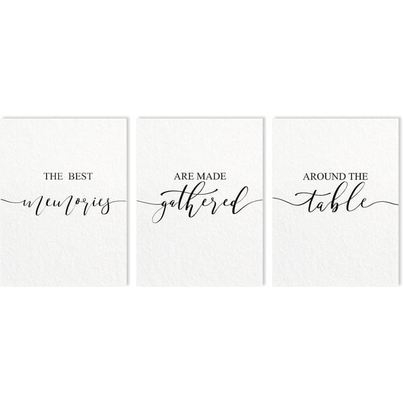 The Best Memories Are Made Gathered Around The Table Kitchen Wall Decor: Farmhouse Kitchen Wall Art Prints Minimalist Aesthetic Modern Dining Room Pictures Wall Decor(12x16 inch,Set of 3)