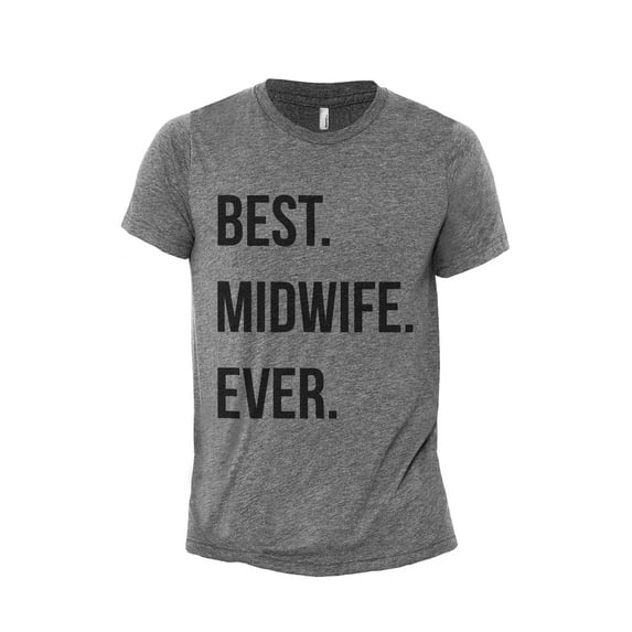 Best Midwife Ever Men's Modern Fit Fun Casual T-Shirt Printed Graphic Tee Heather Grey Small