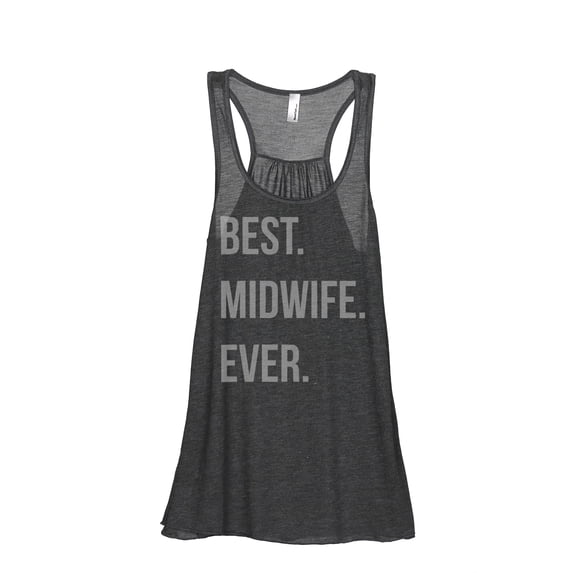 Best Midwife Ever Women's Fashion Sleeveless Flowy Racerback Workout Yoga Tank Top Charcoal Grey Small