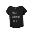 thumbnail image 1 of Best Midwife Ever Women's Fashion Slouchy Dolman T-Shirt Tee Heather Black Large, 1 of 3