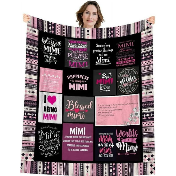 Best Mimi Blanket Gifts for Mimi from Grandaughter Gifts for Mimi from Grandkid Christmas Mothers Day Birthday Present for Mimi from Grandson Throw Blanket 60\u201d X 80\u201d