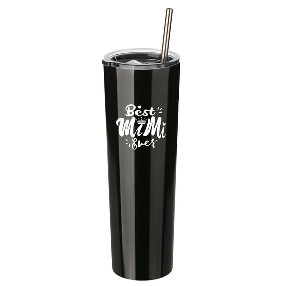 Best Mimi Ever Gift - Ezprogear 34 oz Stainless Steel Skinny Tumbler Insulated Cup for Grandma Birthday Gifts with Lid & Straw (Mimi Black)