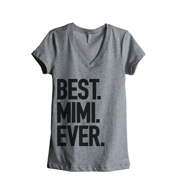 Best Mimi Ever Women's Fashion Relaxed V-Neck T-Shirt Tee Heather Grey Medium