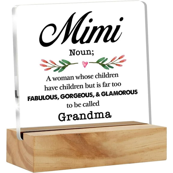 Best Mimi Gift Mimi Definition Desk Decor Mimi Acrylic Desk Plaque Sign with Wood Stand Home Office Table Desk Sign Keepsake 4x4 Inch