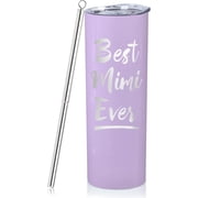 Best Mimi Gifts Grandma Gifts From Grandchildren Granddaughter Grandson Grandkids, 20oz Purple Best Mimi Ever Tumbler Gifts For Christmas Birthday Mothers Day Gifts Mimi Cup with Lid Straw
