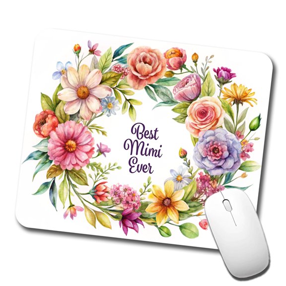 Best Mimi Grandma Ever Flowers Mouse Pad Low Profile Gaming Mat