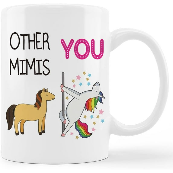 Best Mimi Mug Cup,Other Mimis VS You Cute Unicorn Ceramic Mug-11oz Coffee Milk Tea Mug Cup,Grandmother Grandma Mimi Birthday Mother''s Day Gifts From Grandson Granddaughter