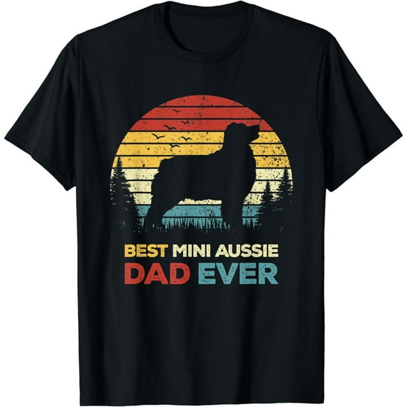 Best Mini Aussie Dad Ever Retro Australian Shepherd Dog T-Shirt
