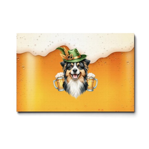 Best Miniature American Shepherd Dad Proud Beer Lover Happy Oktoberfest Horizontal Matte Canvas Poster MAS Dog Lover Gifts Wall Art Home Decor - 02016