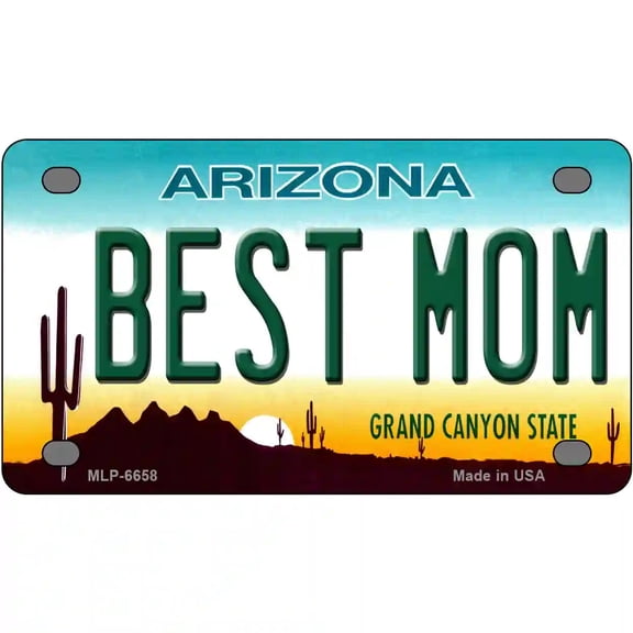 Best Mom Arizona Novelty Metal License Plate 4" x 2.2" Mini