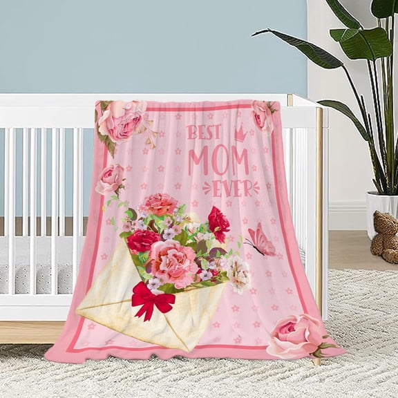 Best Mom Blanket from Daughter Son Mothers Day Blanket for Mom Mothers Birthday Gift Blanket for Mom I Love You Dear Mom Letter to My Mom Throw Blanket Pink Soft Floral Small Blanket 30x40