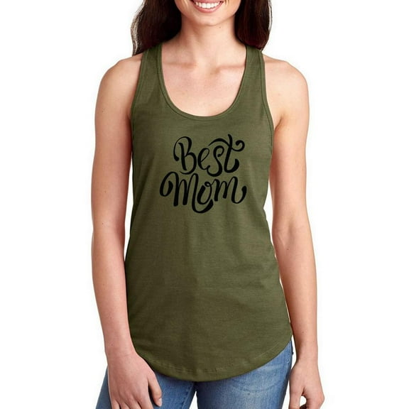 Best Mom Cute Calligraphy Racerback Tank Women -Image by Shutterstock, Female x-Small