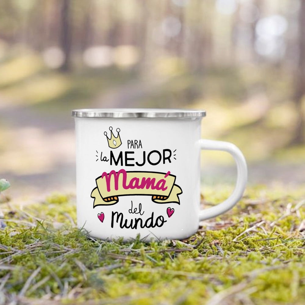 Best Mom & Dad In The Word Spanish Printed Mug Camping Enamel Cup