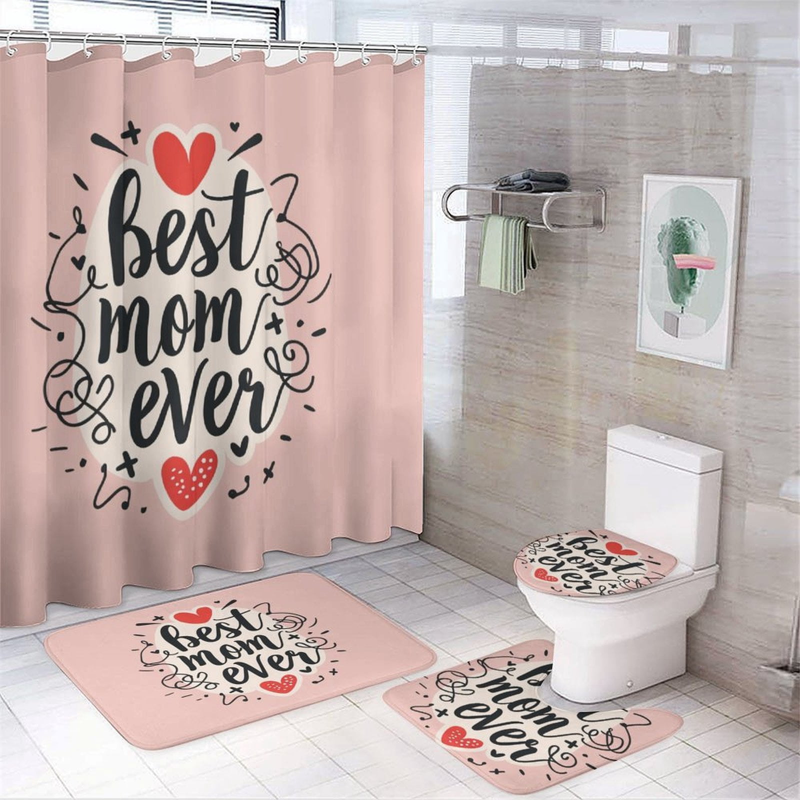Best Mom Ever 4 Piece Bathroom Shower Curtain Sets Shower Curtain And ...