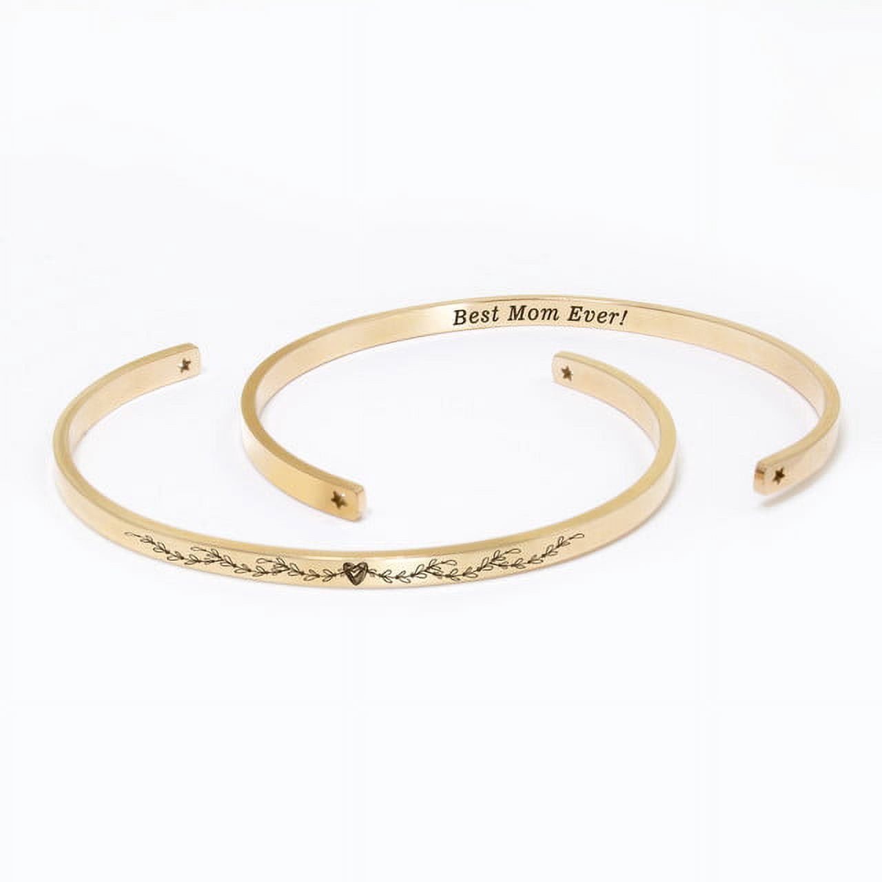 "Best Mom Ever" Adjustable Rose Gold Stainless Steel Cuff Bangle Mother's Day Gift Set