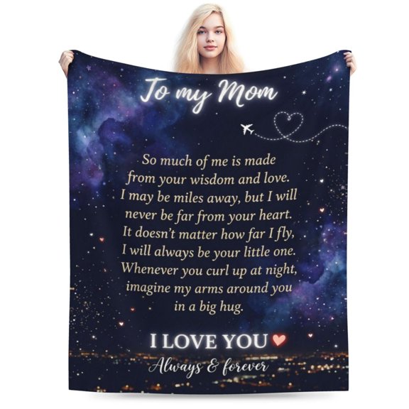 Best Mom Ever Airplane Blanket, Night Sky Galaxy Throw, Soft Flannel Fleece Gift 50×40