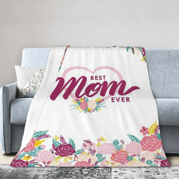 Best Mom Ever Blanket Super Soft Flannel Blanket Perfect As Mom Birthday Gifts from Daughter or Son 50" x 40"