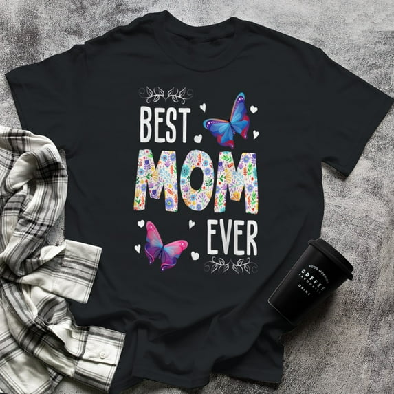 Best Mom Ever Colored Butterfly Mother's Day, 2X-Large, Black