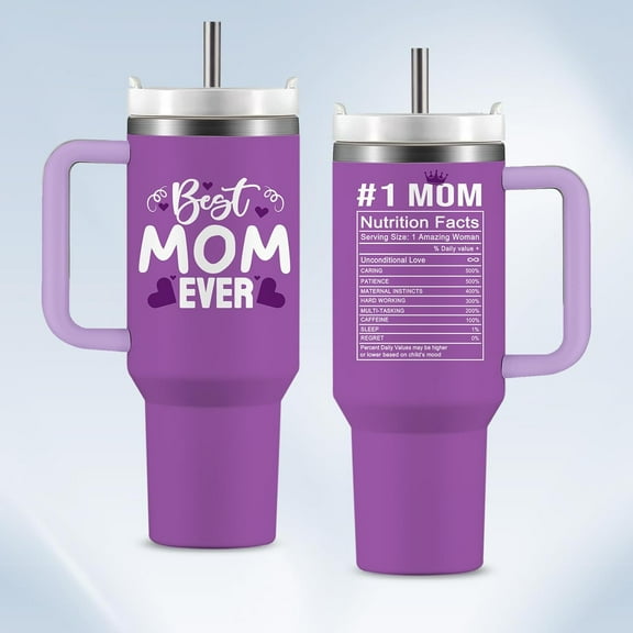 Best Mom Ever Cups 40Oz with Handle, Mom Birthday Gifts, Best Mom Ever Gifts, Gifts for Mom from Daughter Son, Best Mom Coffee Travel Mug, Christmas Mothers Day Drinking Cup for Mom, Mama, New Mom