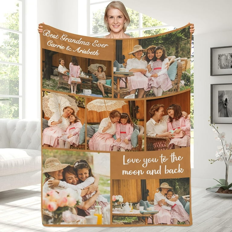 Best Mom Ever Custom Blanket Birthday Gifts for Mom from Daughter Son with Pictures Customized Photo Collage Mother Blankets Wife Birthday Gifts Personalized Flannel Blanket with Photo as a Gift Walma...