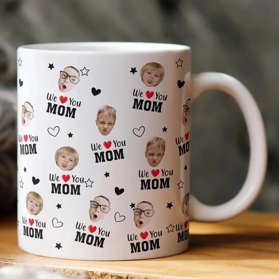 Best Mom Ever Custom Kids' Faces Personalized Photo, AURORAVALLEY, 11oz-15oz Mug