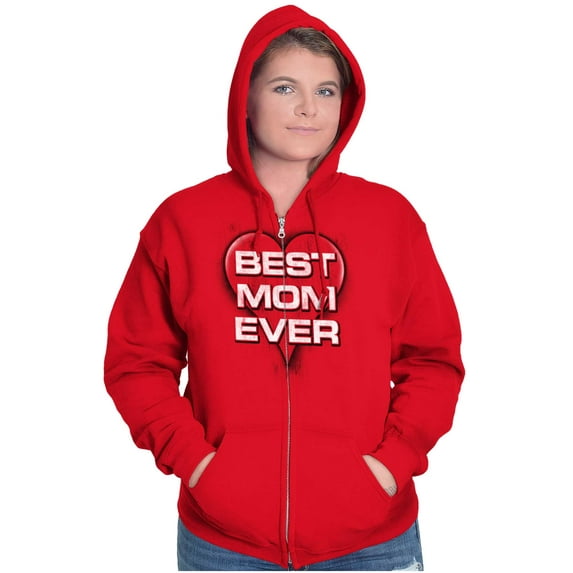 Best Mom Ever Cute Mother Day Present Womens Plus Size Graphic Zipper Hoodie Brisco Brands 2X