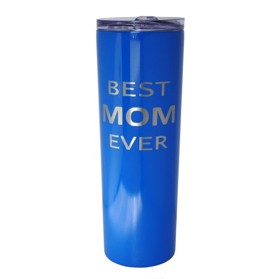 Best Mom Ever Gift - 20 oz Skinny Stainless Steel Insulated Tumbler Engraved Travel Coffee Mug Gift for Mom, Birthday, Christmas, Mother's Day Gift with Straw-Sapphire