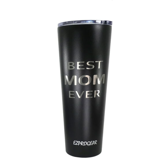 Best Mom Ever Gift - 26 oz Skinny Stainless Steel Insulated Tumbler Engraved Travel Coffee Mug Gift for Mom, Birthday, Christmas, Mother's Day Gift with Straw-Matte Black