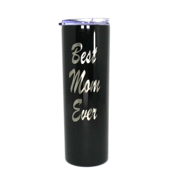 Best Mom Ever Gift - Ezprogear 20 oz Stainless Steel Skinny Tumbler Insulated Engraved Coffee Mug with Lid & Straw Mom Gifts, Mom Birthday, Mothers' Day, Christmas Gift (Black)