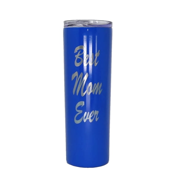 Best Mom Ever Gift - Ezprogear 20 oz Stainless Steel Skinny Tumbler Insulated Engraving Coffee Mug with Lid & Straw Mom Gifts, Mom Birthday, Mothers' Day, Christmas Gift (Sapphire Blue)