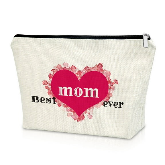 Best Mom Ever Gift Makeup Bag Mothers Day Gift from Son Daughter Birthday Gift for Stepmom Bonus Mother Wedding Cosmetic Travel Bag Gift for Mother in Law Anniversary Christmas Gift from Stepdaughter