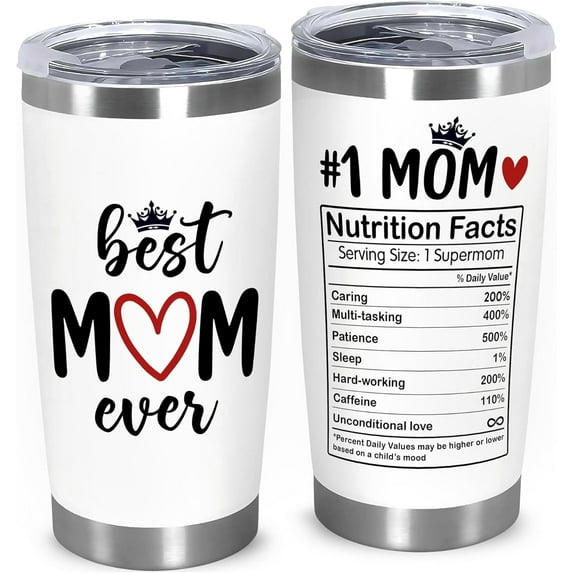 Best Mom Ever Gift Tumbler 20oz – Mama Coffee Cup, Mothers Day Present for Mom - Ideal Christmas, Birthday Gift For Moms - Mothers Birthday Gifts from Daughter Son, Mothers in Law, Mama