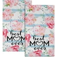 thumbnail image 1 of Best Mom Ever Hand Towels 2 Pcs Pink Rose Floral Fingertip Kitchen Dish Towels Soft Bath Bathroom Towel for Face Gym Spa Decor, 1 of 16