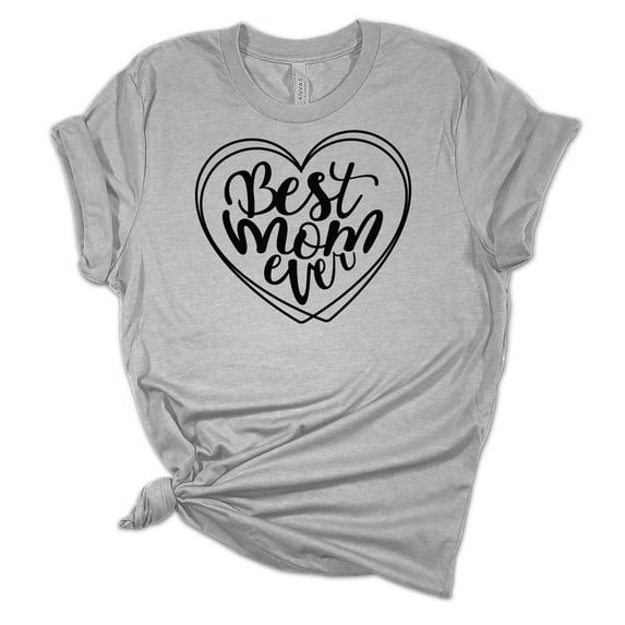 Best Mom Ever Heart Mother's Day Women's Short Sleeve T-shirt Graphic Tee-Sports Grey-xxl