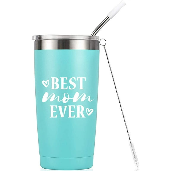 Best Mom Ever I Birthday Mug Tumbler I Vacuum-Insulated Stainless Steel Mug Tumbler with Lid, Mothers Day Birthday Gifts for Mom Wife, 20-Ounce Mint