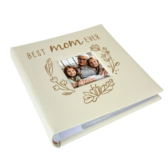 Best Mom Ever Leatherette Photo Album, Cream Color, Fits 4" x 6" Pictures