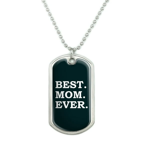 Best Mom Ever Military Dog Tag Pendant Necklace with Chain