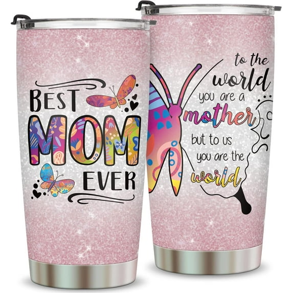 Best Mom Ever-Mothers Day Gifts from Daughter Son-Mom Gifts-Christmas Birthday Gifts for Mom,Grandma,Wife,her-Stainless Steel Insulated Travel Mug with Straw Lid-Mom Wine Tumbler 20oz