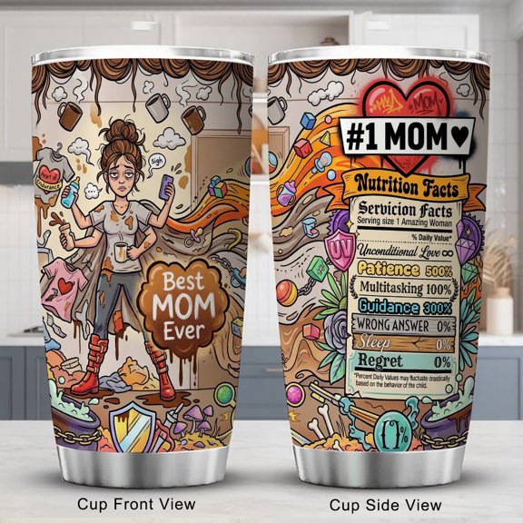 Best Mom Ever Nutrition Facts 20oz Stainless Steel Travel Mug with Lid