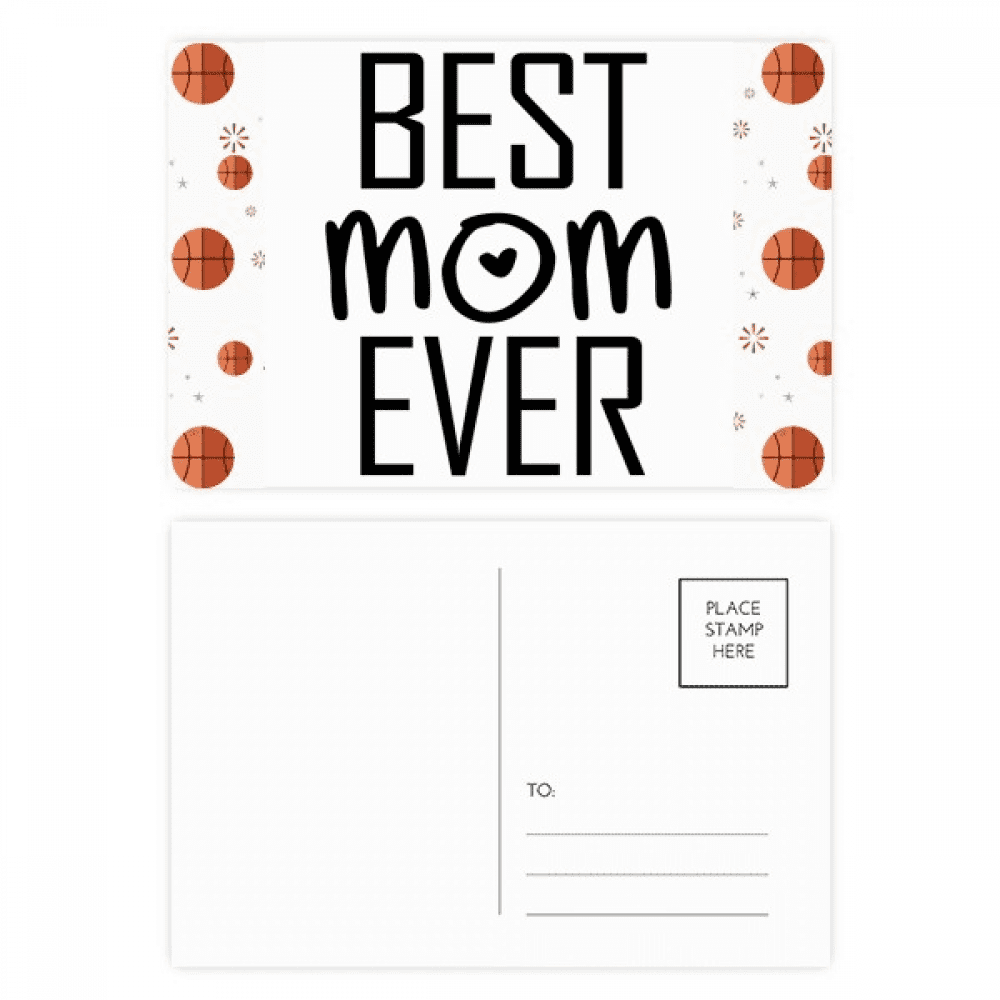 Best Mom Ever Quote Mother's Day Basketball Postcard Set Thanks Card Mailing Side 20pcs