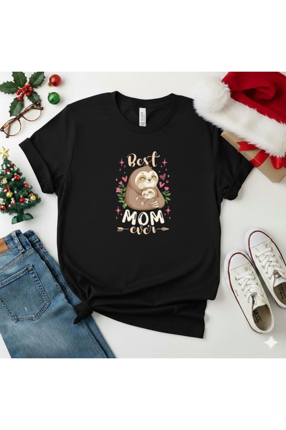 Best Mom Ever Sloth Mother Baby Hugging Cute Animal Unisex T-Shirt, S-5XL