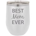thumbnail image 1 of Best Mom Ever Stainless Steel Engraved Insulated 12 oz Double-Walled Wine Tumbler with Clear Plastic Lid, White, 1 of 2