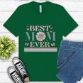 thumbnail image 1 of Best Mom Ever T-Shirt | Floral Butterfly Graphic Tee for Women, Kelly, 2XL, 1 of 6