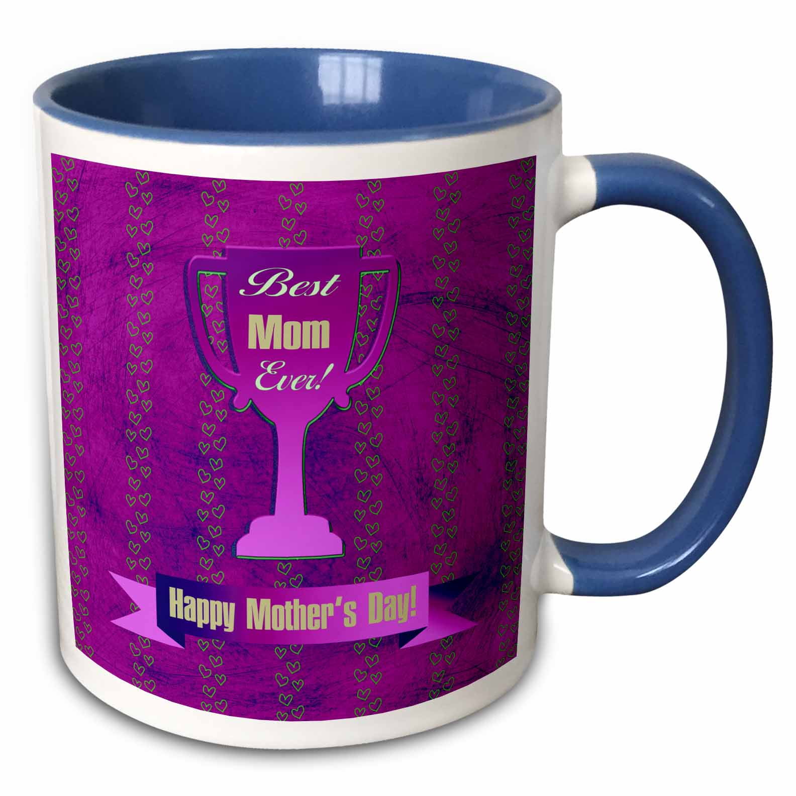Best Mom Ever Trophy on Heart Background, Pink and Purple 11oz TwoTone