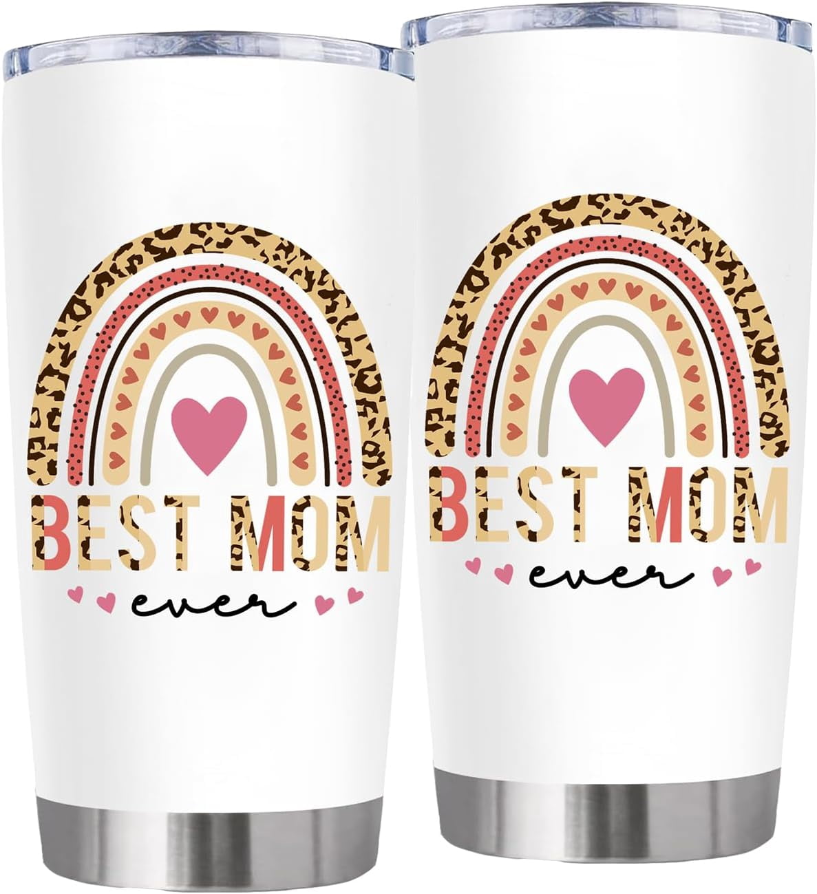 Best Mom Ever Tumbler with Lid 20 oz, Stainless Steel Insulated Coffee Mug, Christmas Birthday Gifts for Mom from Daughter Son, Mothers in Law, Mama, Grandma