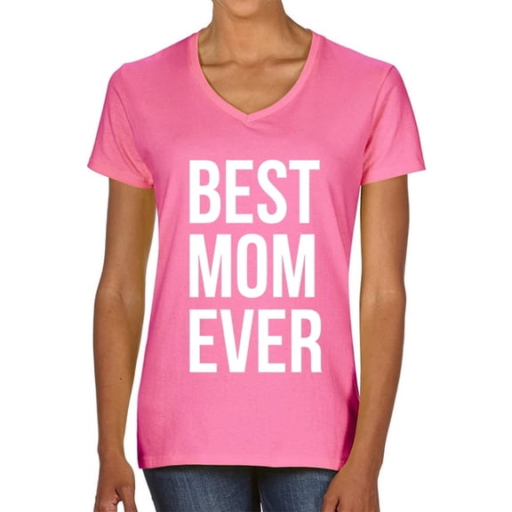 Best Mom Ever White Print Womens T-Shirt Azalea (L)