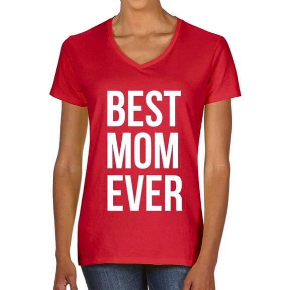 Best Mom Ever White Print Womens T-Shirt Red (XL)