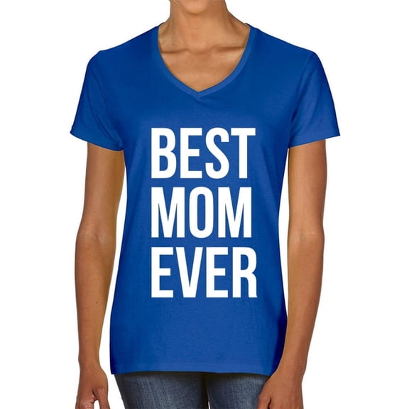 Best Mom Ever White Print Womens T-Shirt Royal Blue (XL)