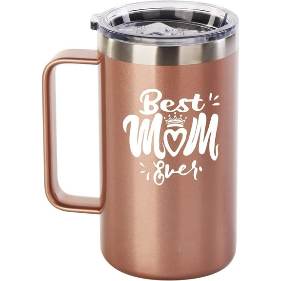 Best Mom Gift Ezprogear 24 oz Insulated Stainless Steel Tumbler Ice Coffee Mug for Mom with Lid (Rose Gold)